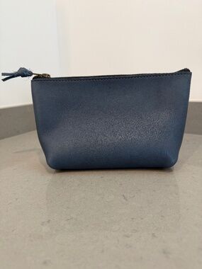 Go Forth Goods Leather Zippered Pouch in Smokey Blue - New